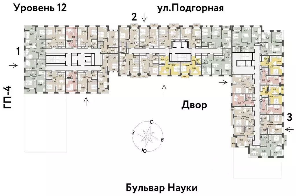 3-к кв. Тюменская область, Тюмень Подгорная ул., 61к1 (64.82 м) - Фото 1