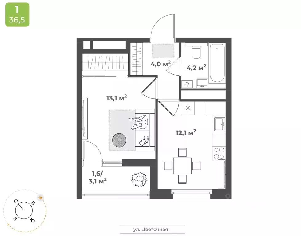 1-к кв. Тверская область, Тверь Соминка мкр,  (35.0 м) - Фото 0