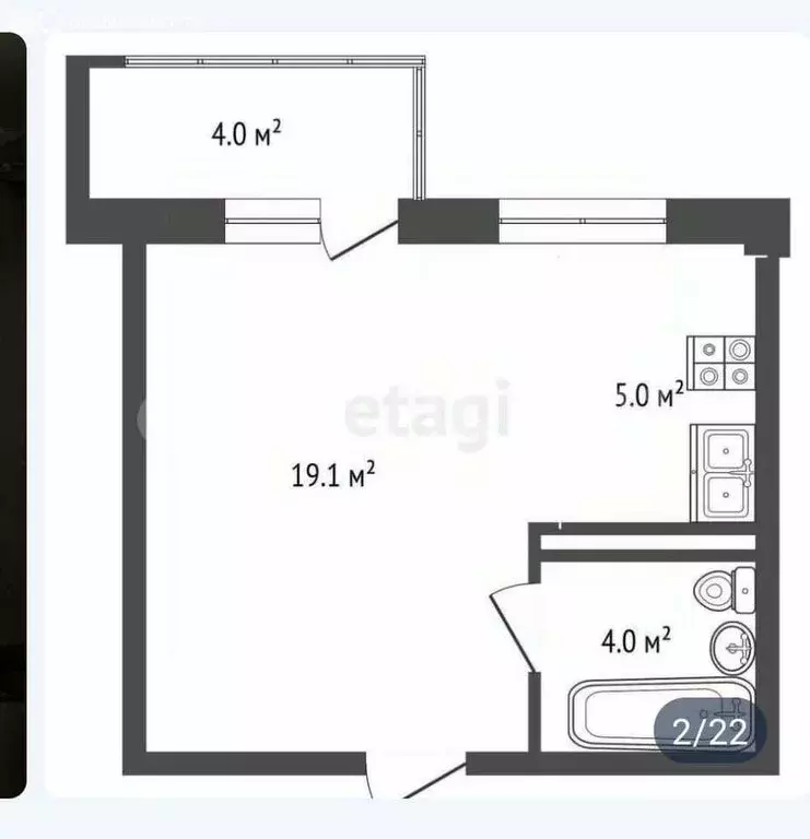 1-комнатная квартира: Севастополь, улица Токарева, 18Дк1 (27 м) - Фото 1