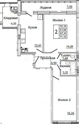 2-к кв. Смоленская область, Смоленск ул. Крупской (71.3 м) - Фото 0