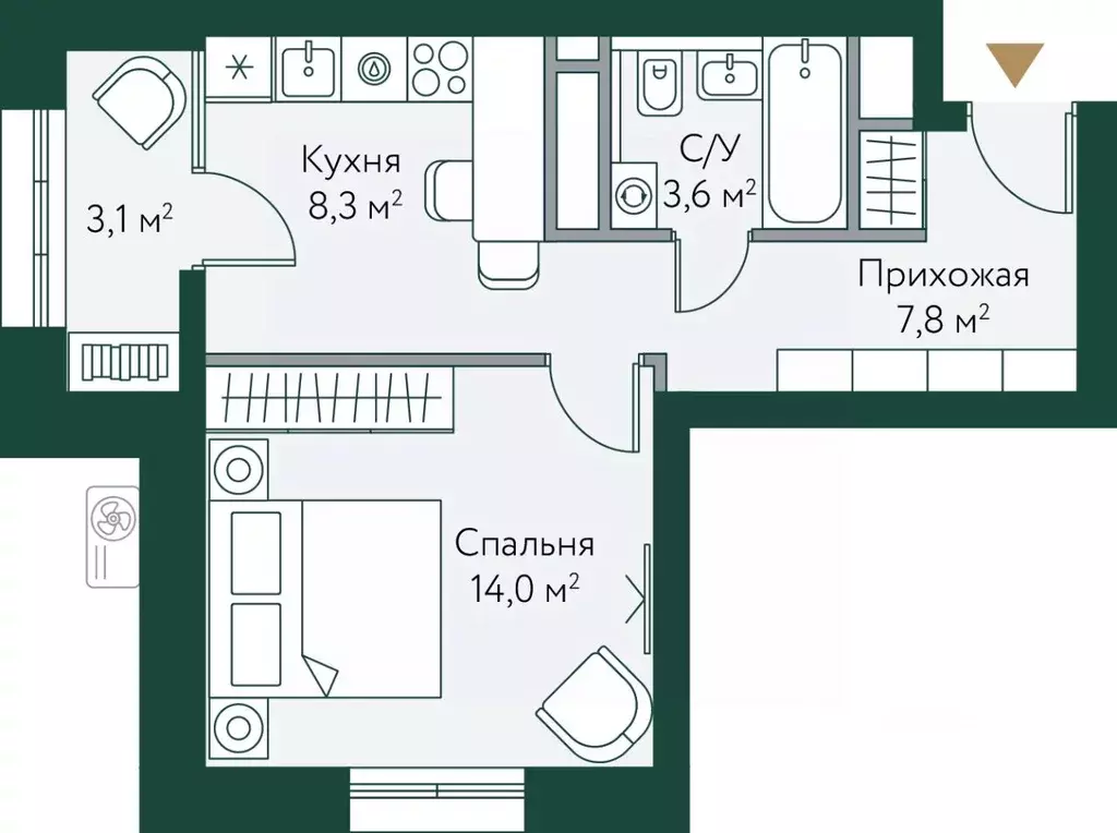 1-к кв. Волгоградская область, Волгоград Новосибирская ул., 74 (36.8 ... - Фото 0