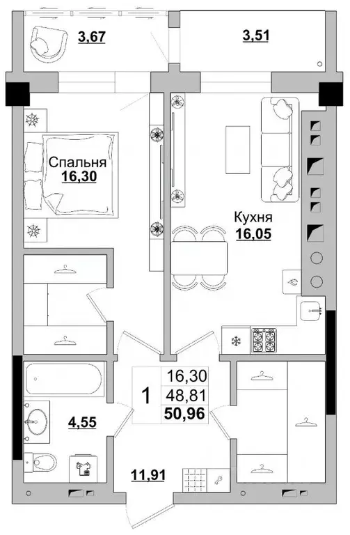 1-к кв. Саха (Якутия), Якутск ул. Красильникова, 5 (50.96 м) - Фото 0