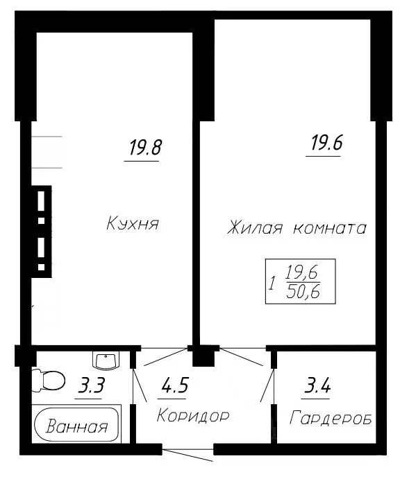 1-к кв. Ставропольский край, Ессентуки  (50.6 м) - Фото 0