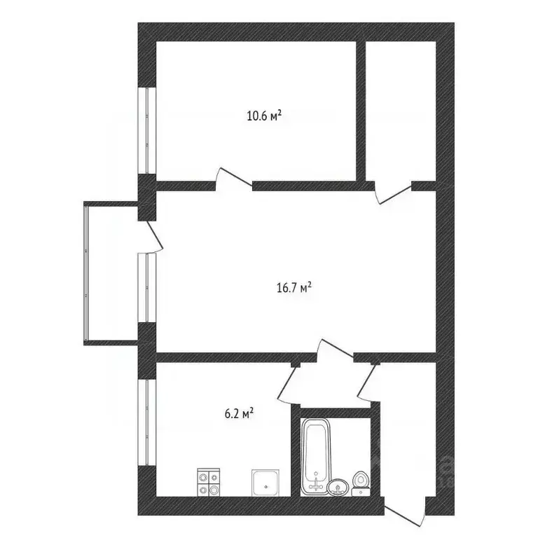2-к кв. Калужская область, Обнинск просп. Ленина, 66 (43.1 м) - Фото 1