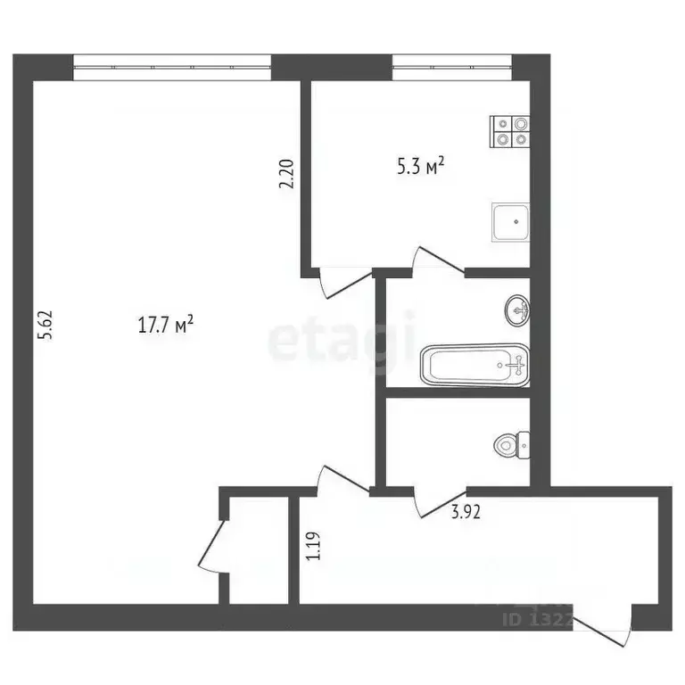 1-к кв. Вологодская область, Вологда ул. Некрасова, 48 (31.7 м) - Фото 1