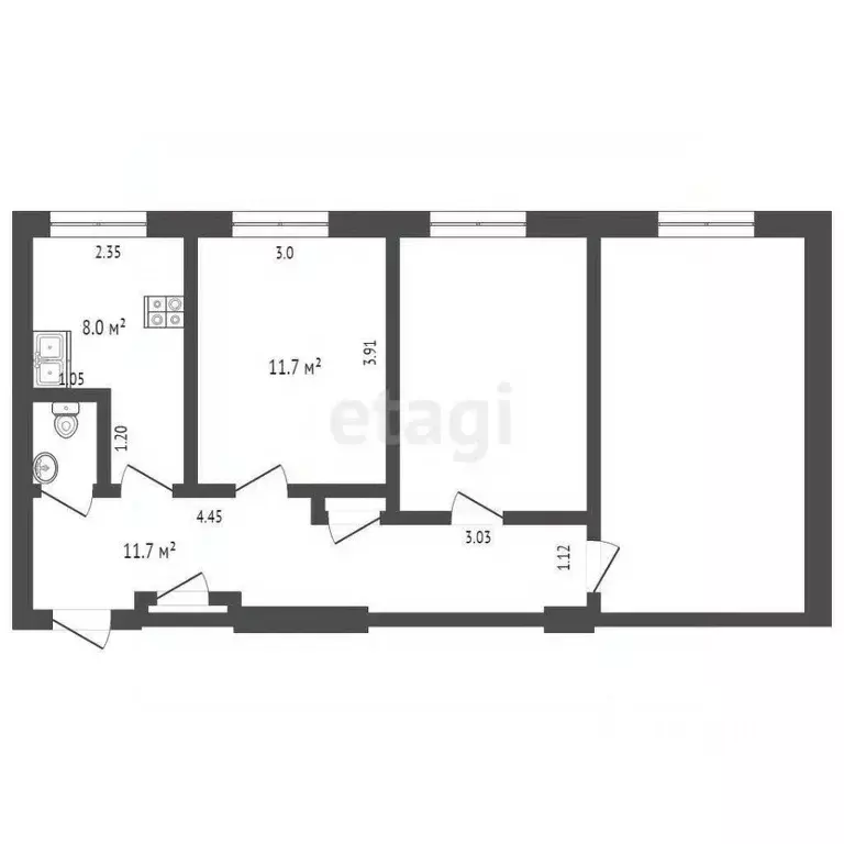 3-к кв. Удмуртия, Ижевск Удмуртская ул., 300 (65.0 м) - Фото 1