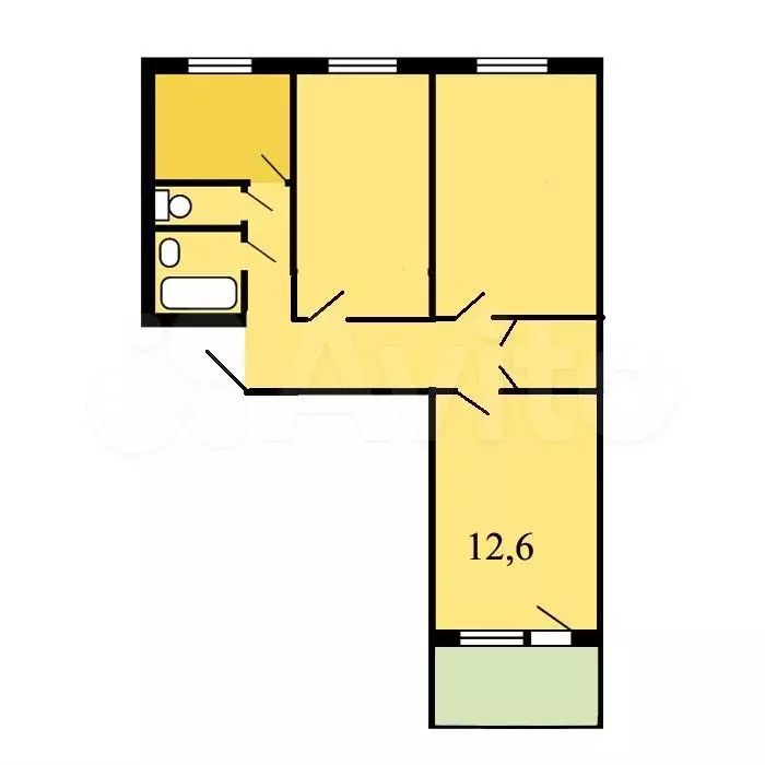 3-к. квартира, 58 м, 9/9 эт. - Фото 0