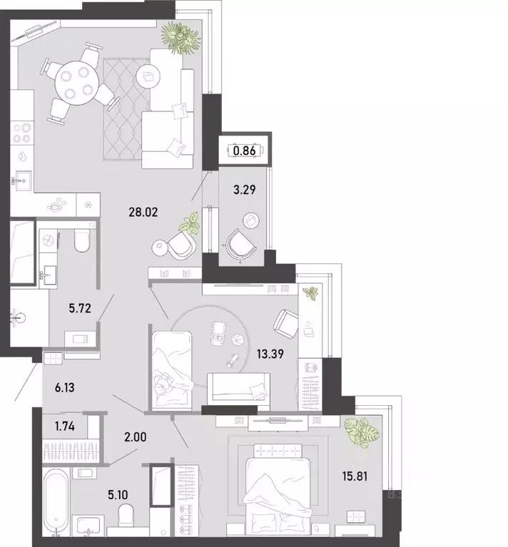 2-к кв. Тульская область, Тула ул. Фридриха Энгельса, 74 (82.06 м) - Фото 1