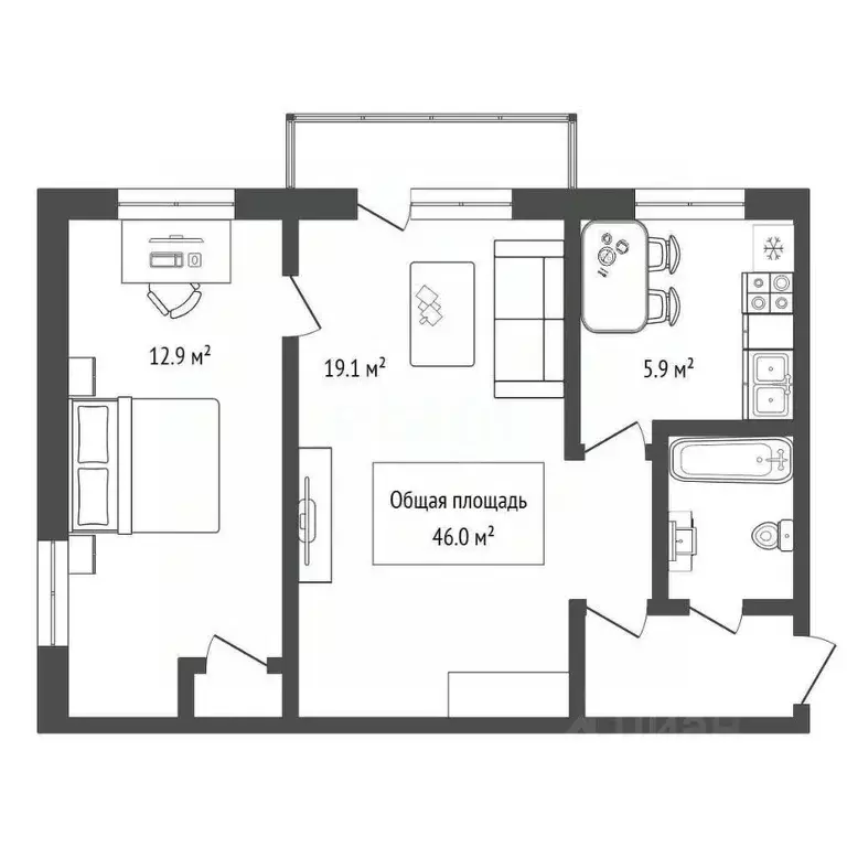 2-к кв. Новосибирская область, Бердск ул. Микрорайон, 7 (46.0 м) - Фото 2