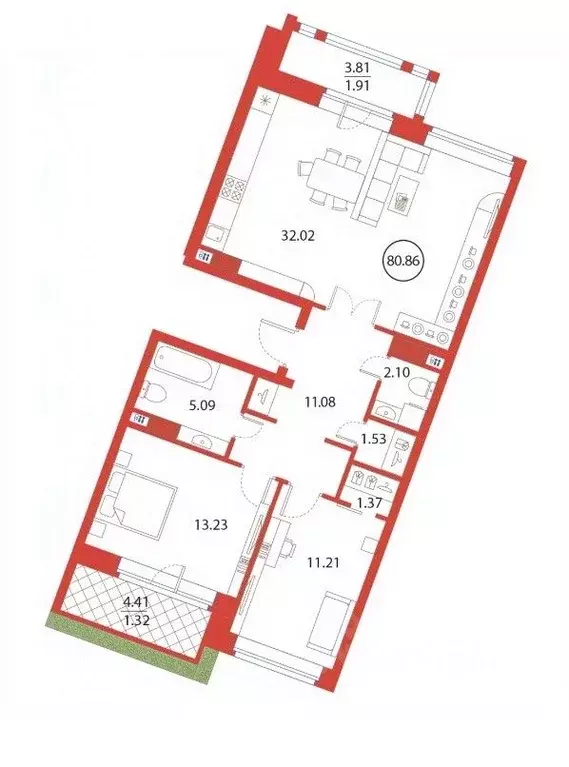 2-к кв. Санкт-Петербург ул. Плесецкая, 4 (80.86 м) - Фото 0