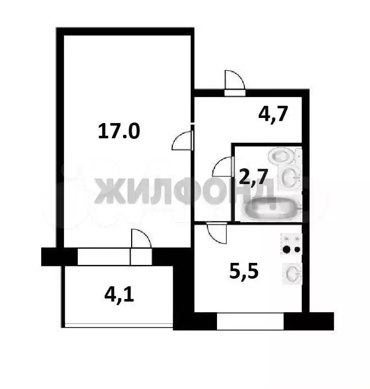 1-к. квартира, 30,1 м, 10/10 эт. - Фото 0