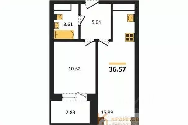 1-к кв. Воронежская область, Воронеж Транспортная ул., 58 (36.57 м) - Фото 1