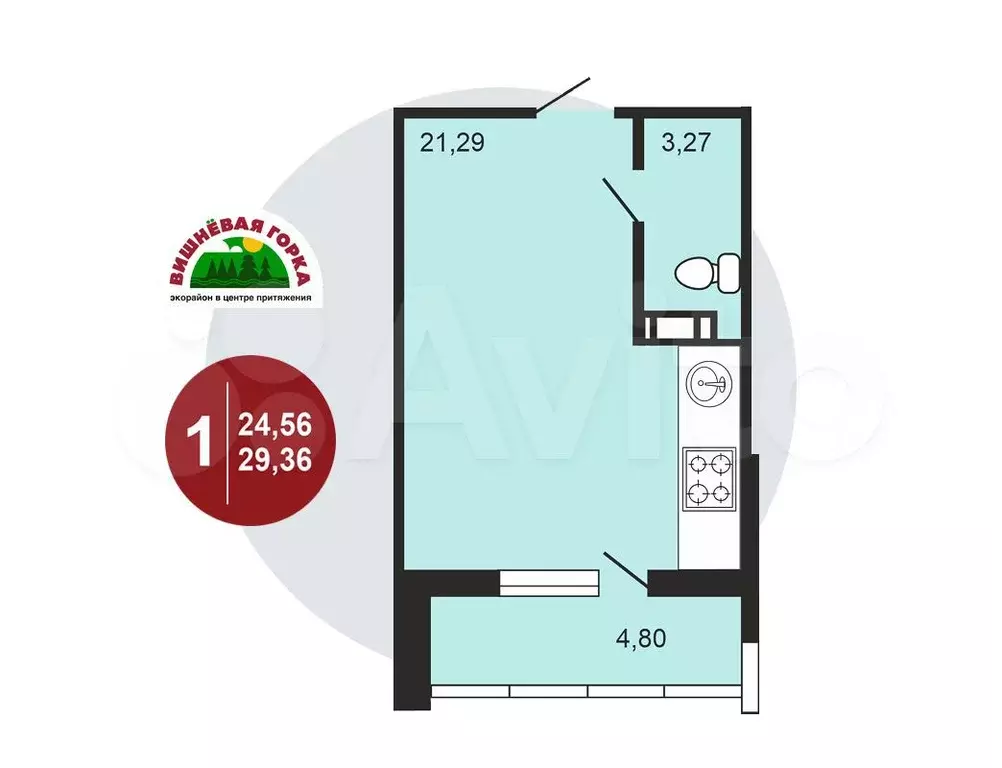 Квартира-студия, 29,4 м, 7/11 эт. - Фото 0