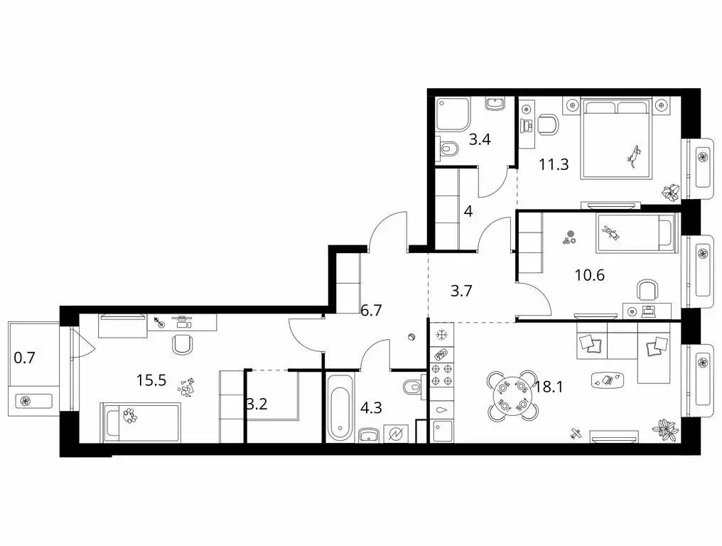 3-комнатная квартира: Казань, ЖК Сиберово, 3 (81.5 м) - Фото 0