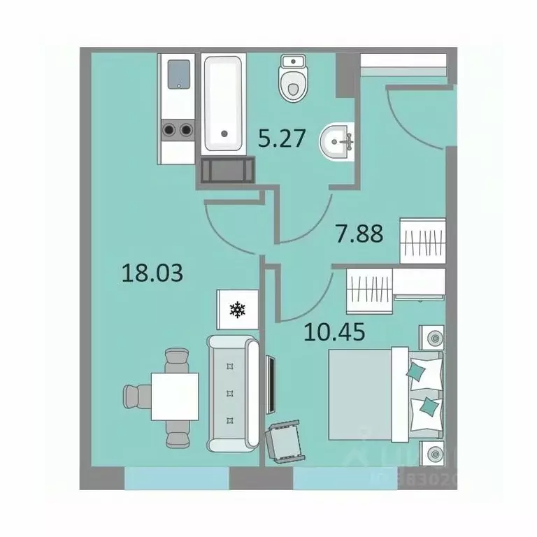 1-к кв. Санкт-Петербург Варфоломеевская ул., 6 (40.9 м) - Фото 0