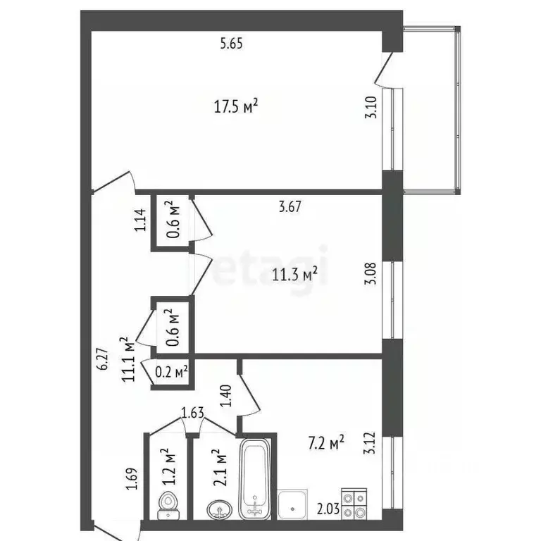 2-к кв. Забайкальский край, Чита ул. Евгения Гаюсана, 32Б (51.0 м) - Фото 0