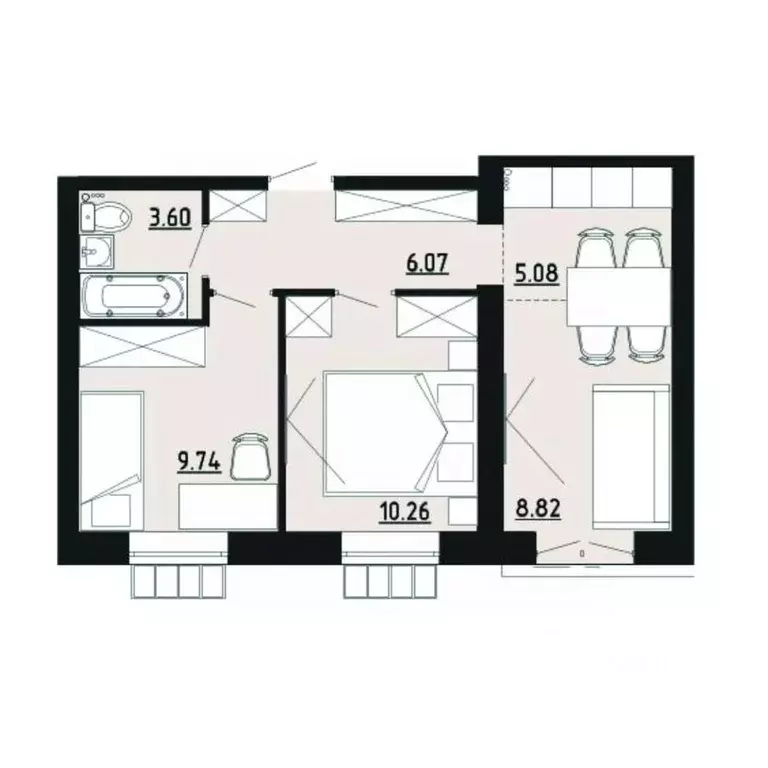 2-к кв. Челябинская область, Южноуральск ул. Строителей, 14 (43.6 м) - Фото 1