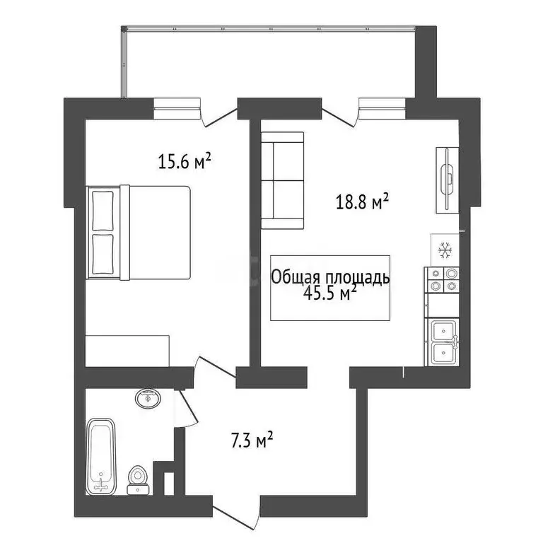 2-комнатная квартира: Новосибирск, Выборная улица, 89/4 (45.5 м) - Фото 1