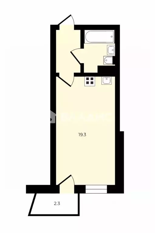 Студия Санкт-Петербург ул. Доблести, 7к2 (27.0 м) - Фото 2