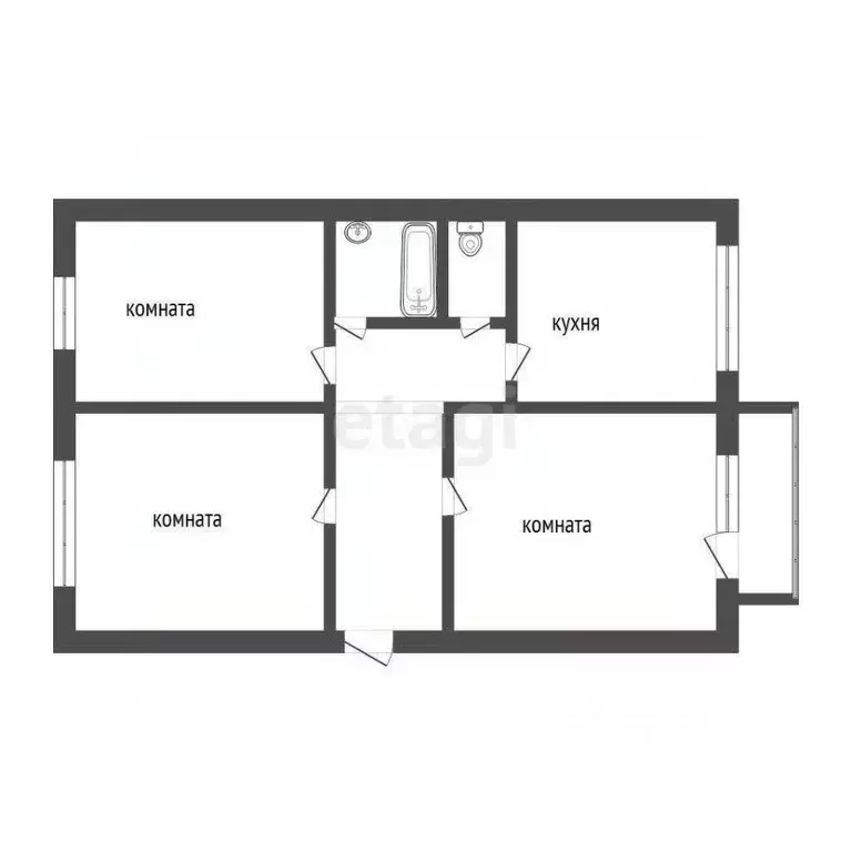 3-к кв. Омская область, Омск ул. Герцена, 38 (68.0 м) - Фото 1