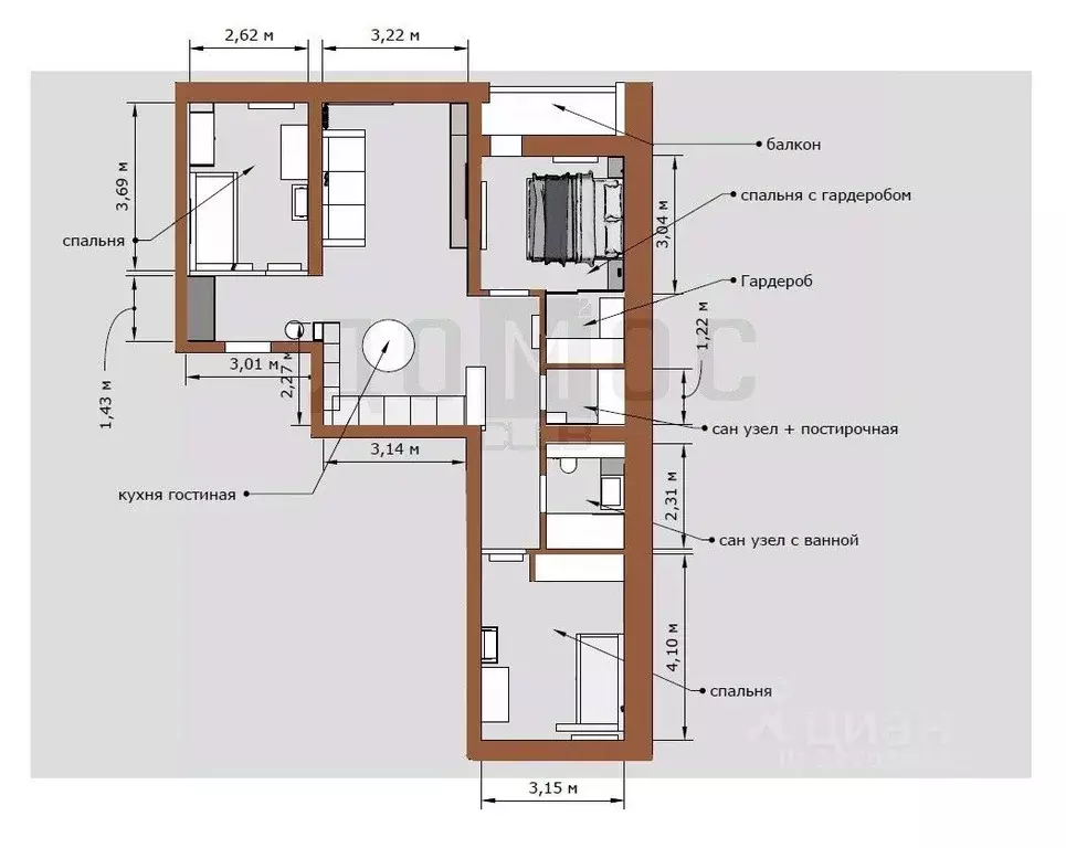 3-к кв. Свердловская область, Екатеринбург ул. Шаумяна, 28 (74.6 м) - Фото 2