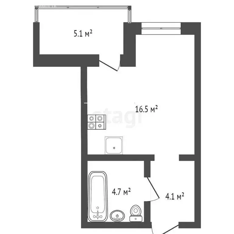 Квартира-студия: Тюмень, улица Червишевский Тракт, 47к3 (25 м) - Фото 1