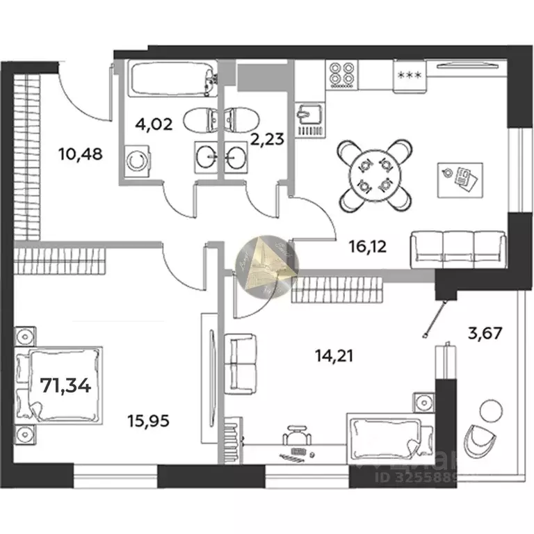 2-к кв. Санкт-Петербург бул. Головнина, 6к1 (71.34 м) - Фото 2