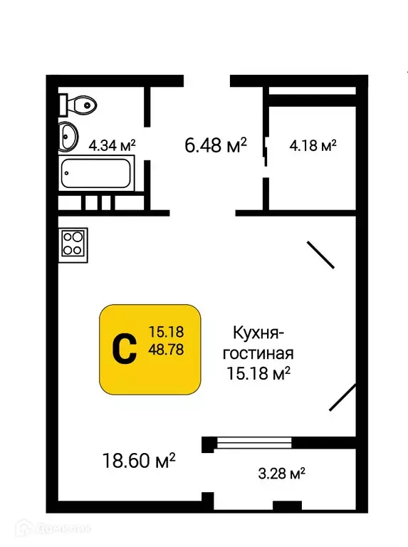 Продаётся 1-к квартира, 49.59 м - Фото 0