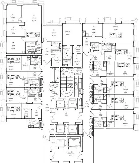 Студия Москва проезд Серебрякова, 11к2 (25.5 м) - Фото 1