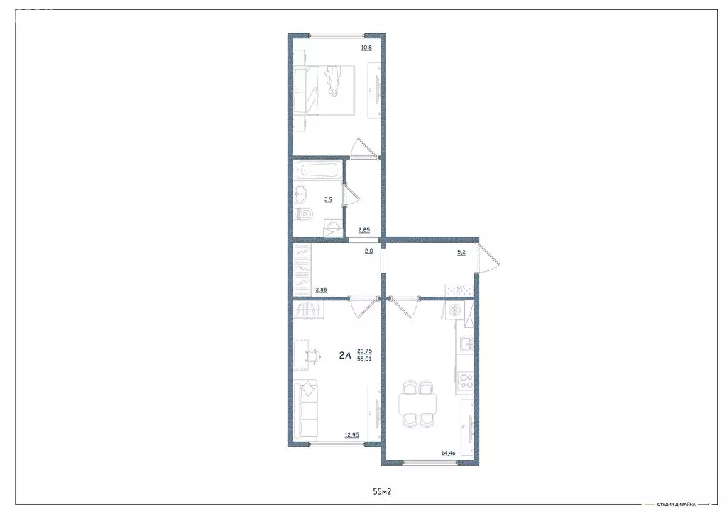 2-комнатная квартира: Тверь, улица Левитана, 93А (55 м) - Фото 2