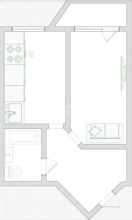 1-к кв. Омская область, Омск Харьковская ул., 27/1 (38.6 м) - Фото 1