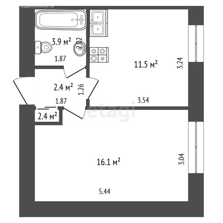 1-комнатная квартира: Самара, Стационарный переулок, 11 (34.3 м) - Фото 1