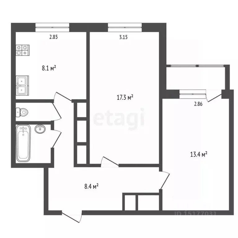2-к кв. Ямало-Ненецкий АО, Новый Уренгой Дружба мкр, 2/5 (55.0 м) - Фото 2