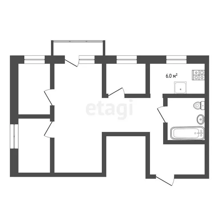 4-комнатная квартира: Выкса, Юбилейный микрорайон, 2 (58 м) - Фото 0