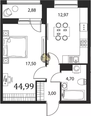 Продаётся 1-к квартира, 44.9 м - Фото 1