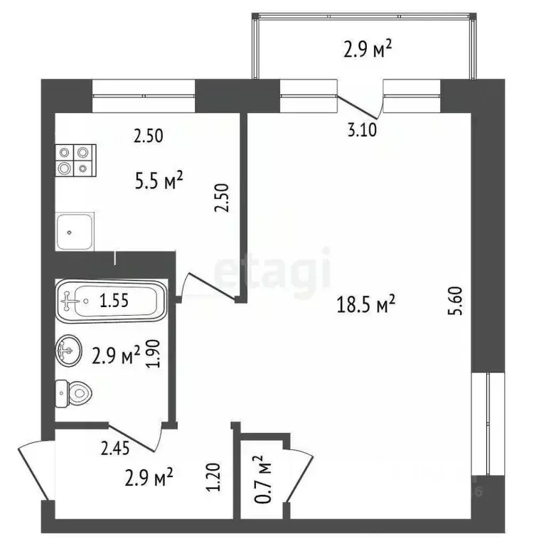 1-к кв. Хабаровский край, Комсомольск-на-Амуре Октябрьский просп., 18 ... - Фото 2