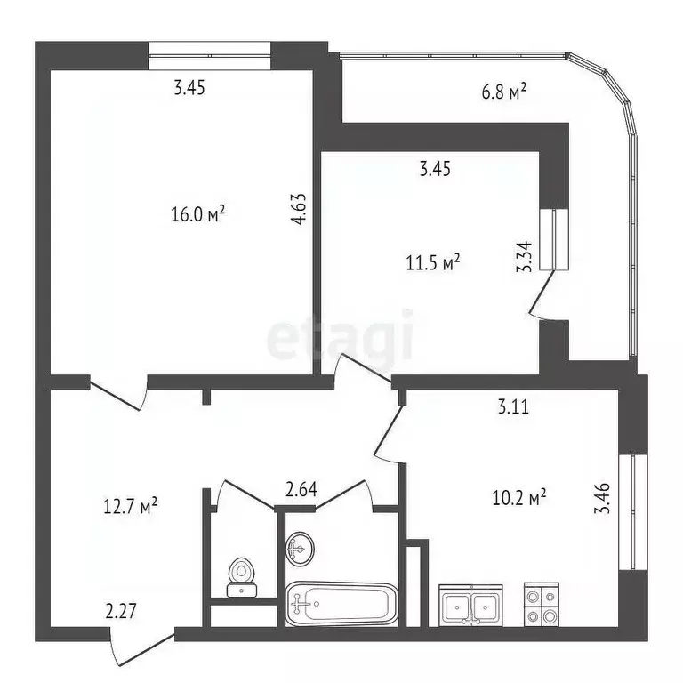 2-к кв. Санкт-Петербург Бухарестская ул., 120К1 (54.0 м) - Фото 1