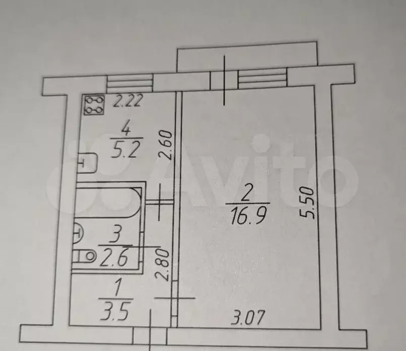 1-к. квартира, 28,2 м, 3/9 эт. - Фото 0