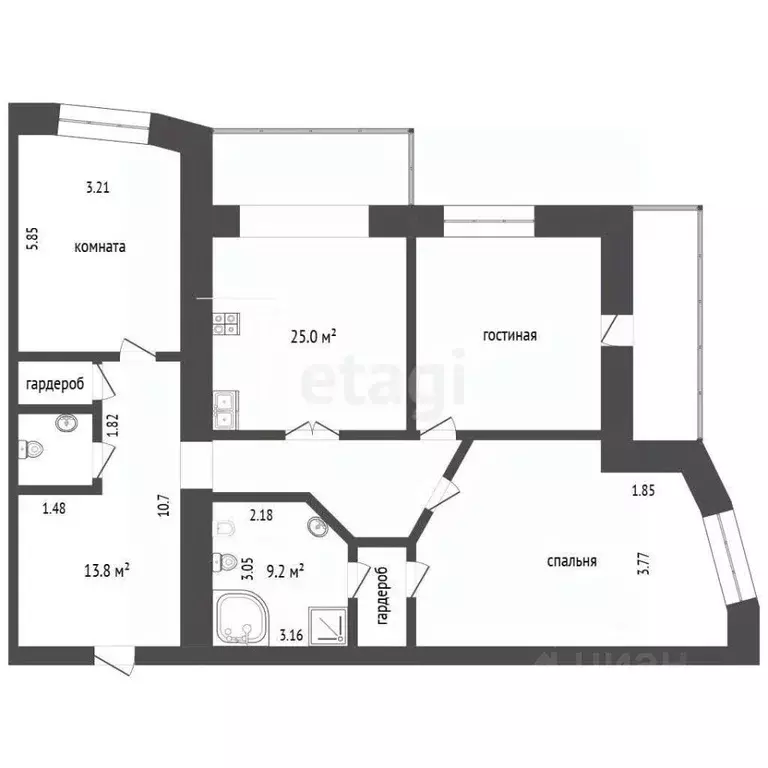 3-к кв. Омская область, Омск Спортивный проезд, 5б (119.8 м) - Фото 2