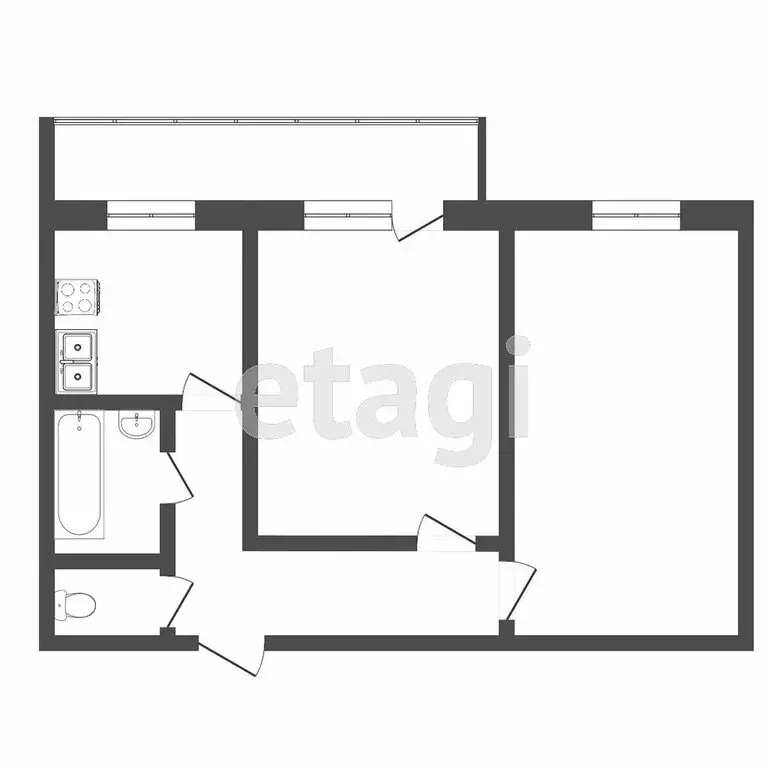 2-комнатная квартира: Тюмень, улица Максима Горького, 59 (46.7 м) - Фото 1