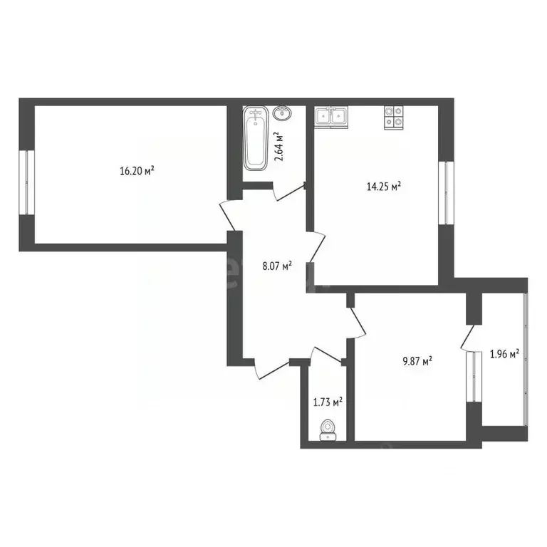 2-к кв. Тюменская область, Тюмень ул. Мельникайте, 142 (52.5 м) - Фото 2