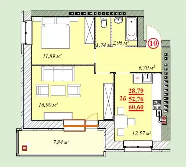 2-к кв. Ярославская область, Ярославль ул. Шевелюха, 128 (60.6 м) - Фото 0