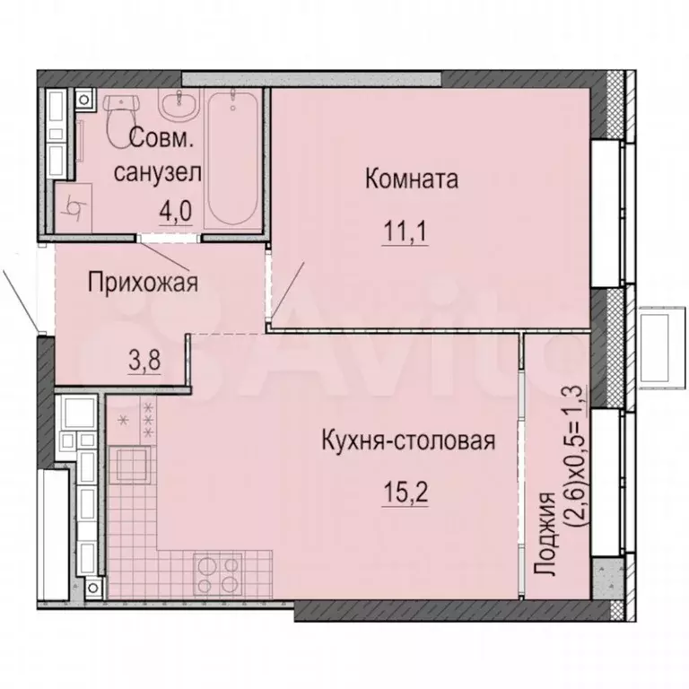 1-к. квартира, 34,1 м, 9/26 эт. - Фото 0
