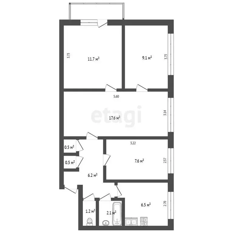 3-комнатная квартира: Миасс, улица Циолковского, 8 (64.3 м) - Фото 1