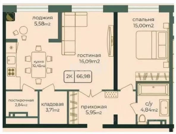 2-к кв. Дагестан, Каспийск просп. Акулиничева (66.72 м) - Фото 0