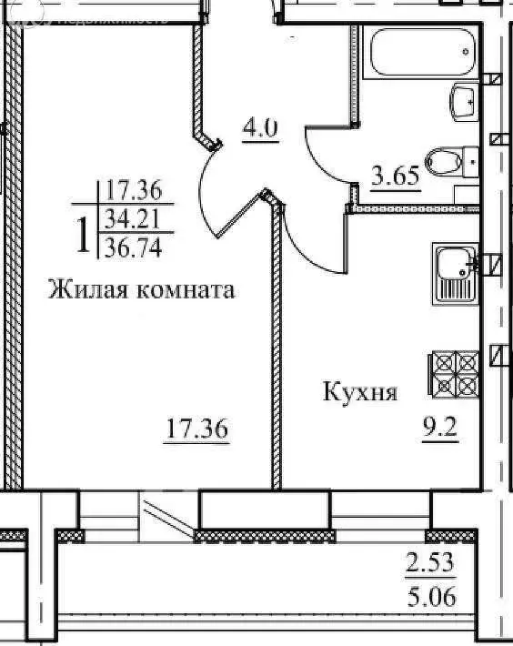 1-комнатная квартира: село Осиново, улица Гагарина, 11В (34.7 м) - Фото 1