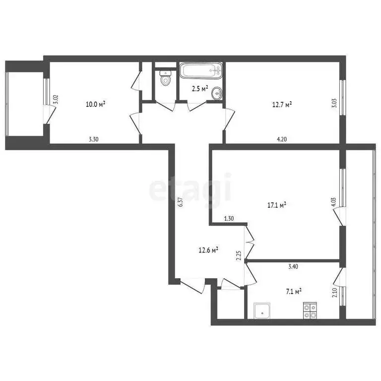 3-комнатная квартира: Петрозаводск, Ключевая улица, 17 (64.5 м) - Фото 0