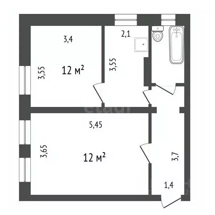 2-к кв. Иркутская область, Иркутск ул. Зверева, 27 (48.5 м) - Фото 2