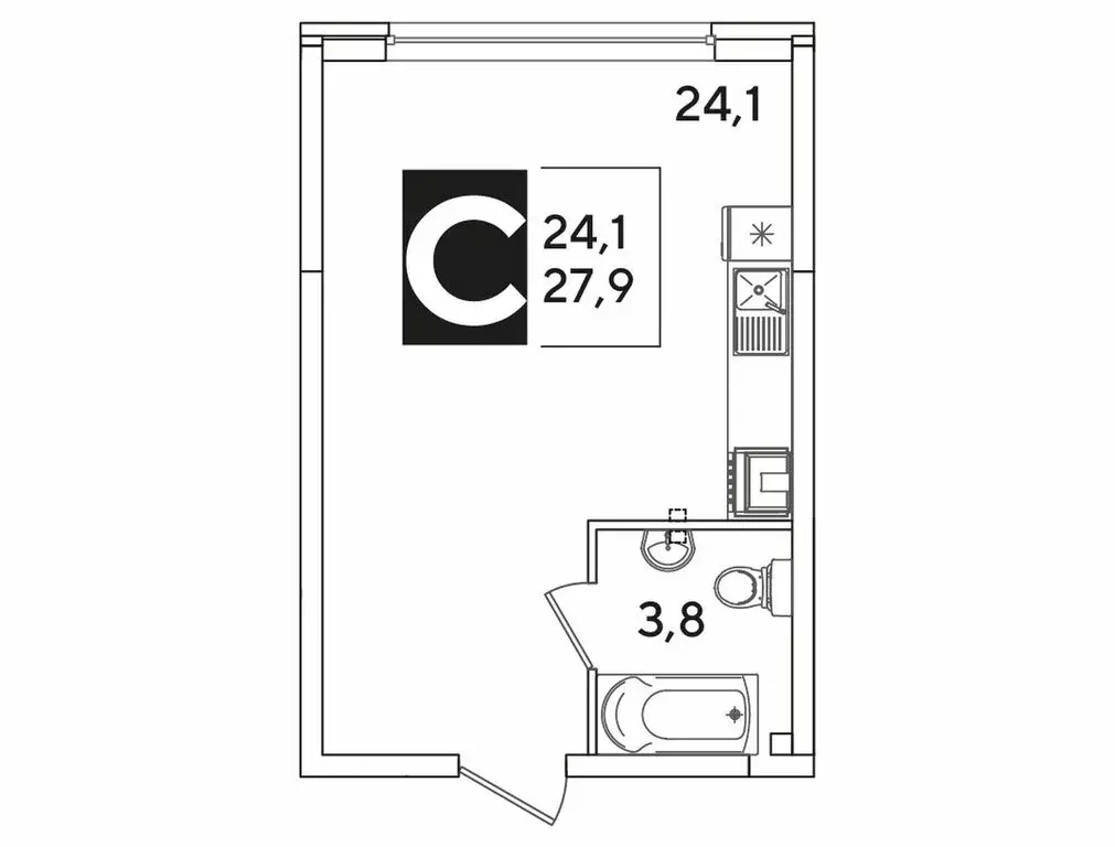 Квартира-студия: Краснодар, улица Ивана Беличенко, 92к5 (27.9 м) - Фото 1