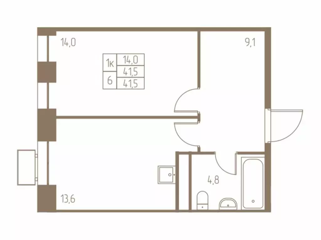1-комнатная квартира: Пушкино, ЖК Фабрикант (41.5 м) - Фото 0